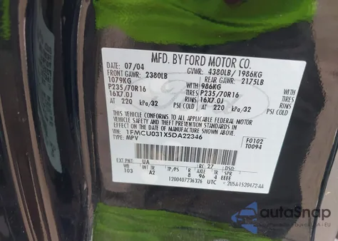 2005 Ford Escape Xlt из США, поврежденный, VIN 1FMCU031X5DA22346